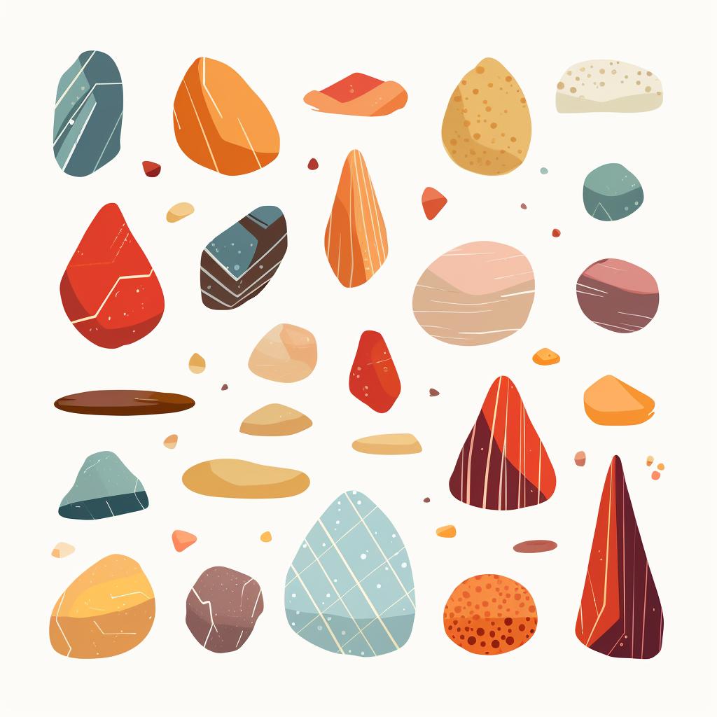 A collection of agates, jasper, and quartz rocks.