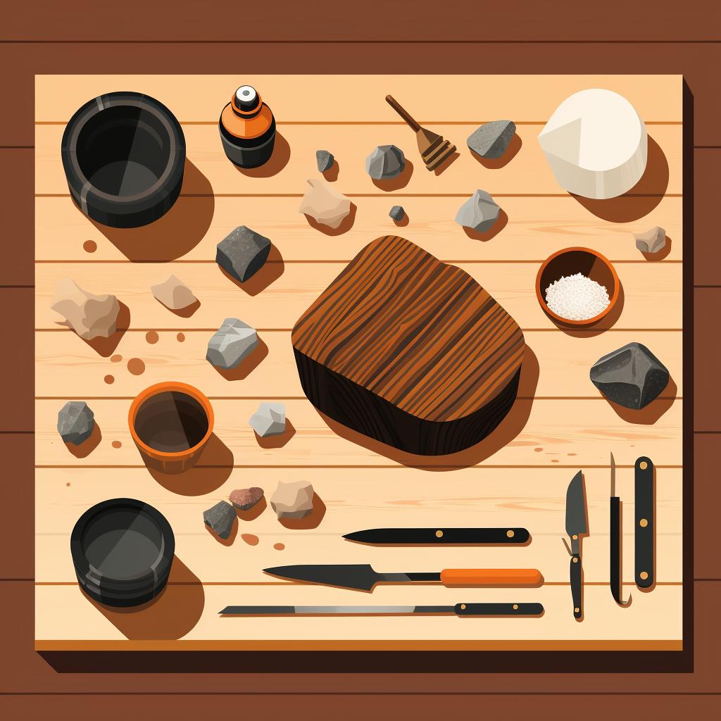Materials needed for a DIY rock tumbler spread out on a table