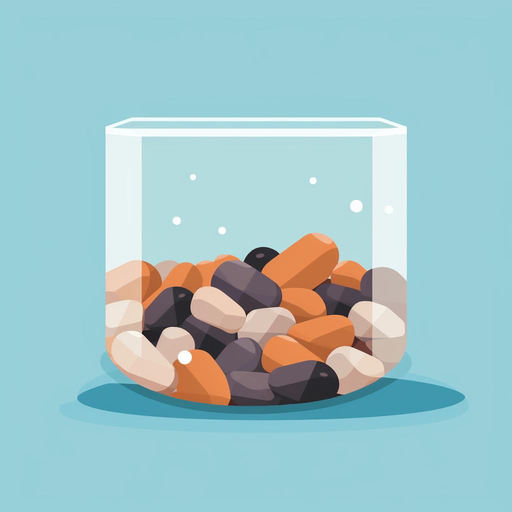Clean container filled two-thirds with small rocks