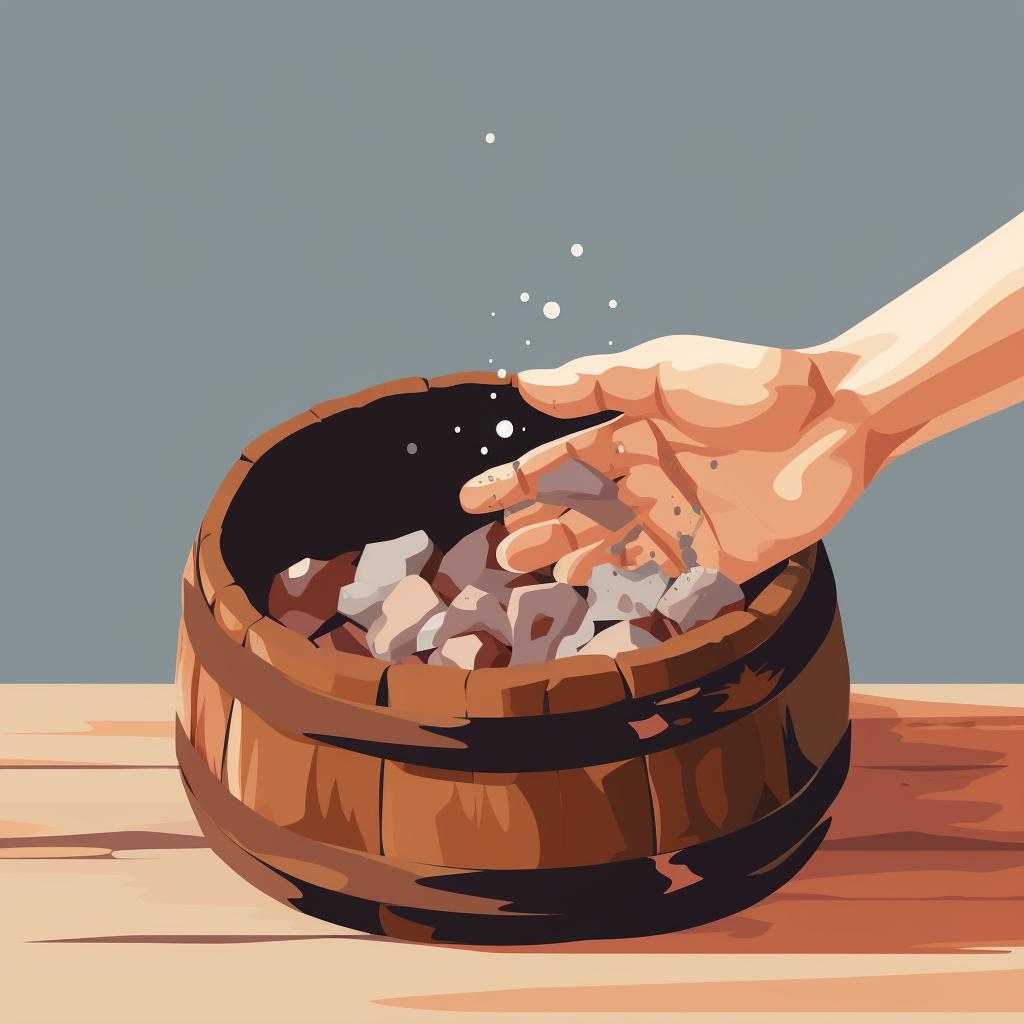 Hands emptying a rock tumbling barrel