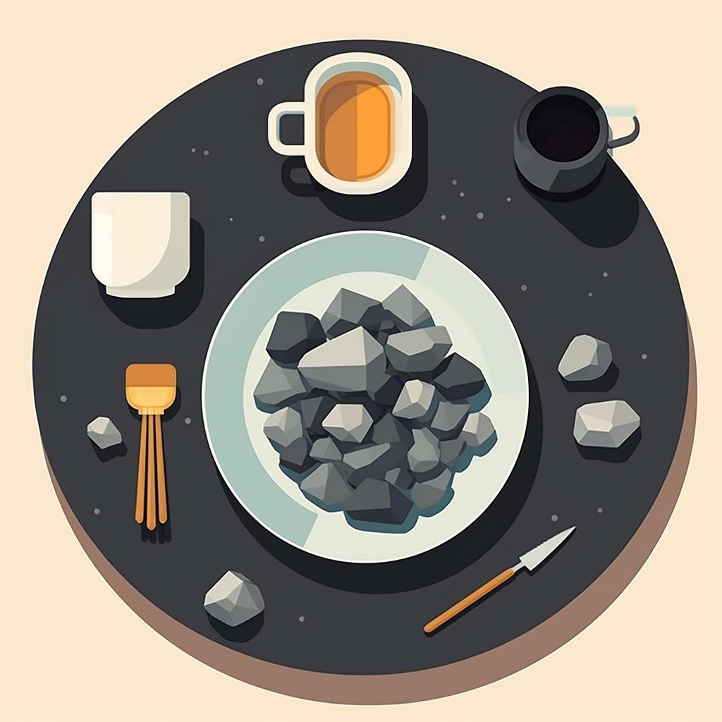 Rocks, rock tumbler, and grit on a clean table