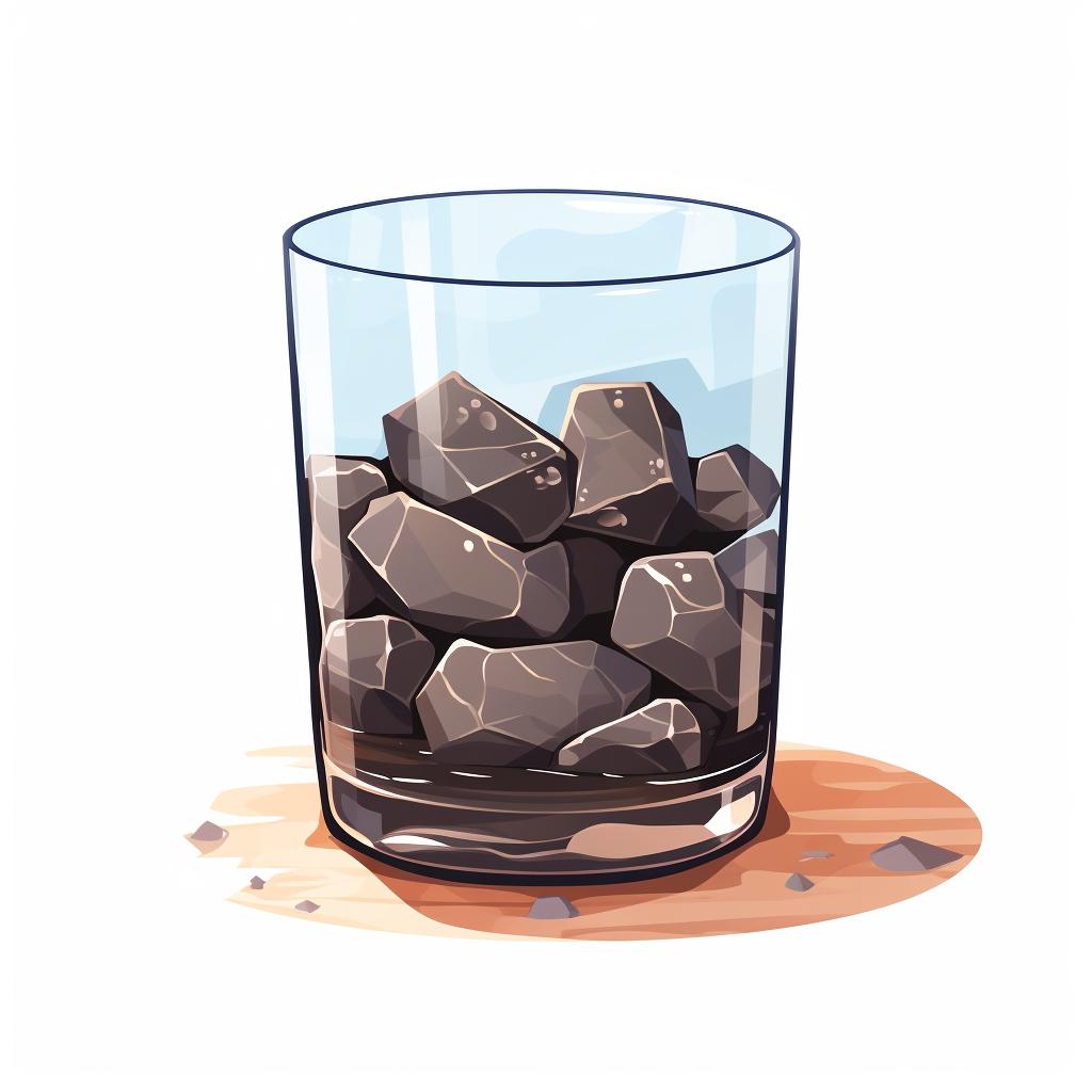 Tumbler filled with rocks, water, and coarse grit