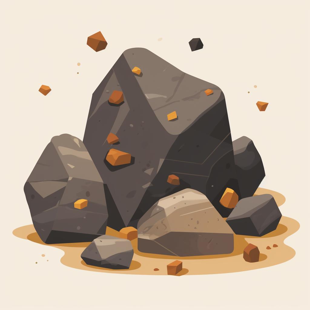 Rocks and medium grit in a rock tumbler