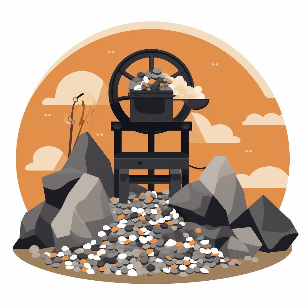 Rocks and fine grit in a rock tumbler