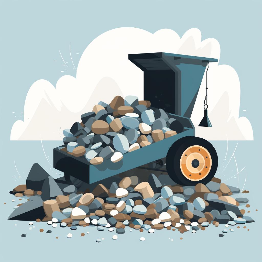 A rock tumbler being loaded with beach rocks, water, and coarse grit