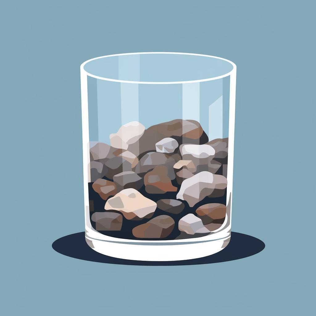 Tumbler filled with rocks, water, and fine grit
