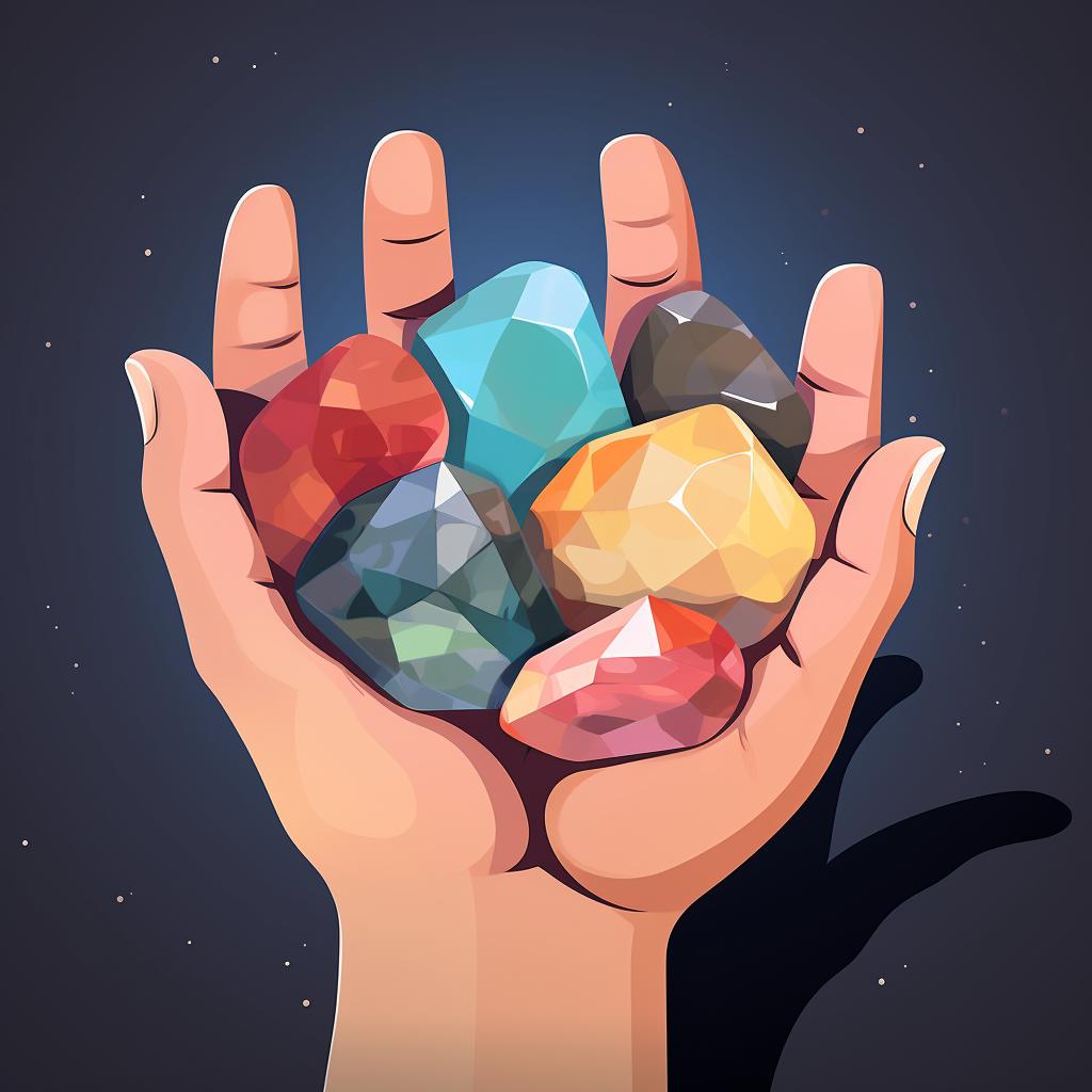 Hand holding polished and shaped rocks